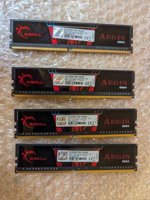 Kit Memorie RAM 4x8GB (32GB) G.Skill Aegis DDR4 3200 MHz CL16 - Stare impecabila, serii consecutive