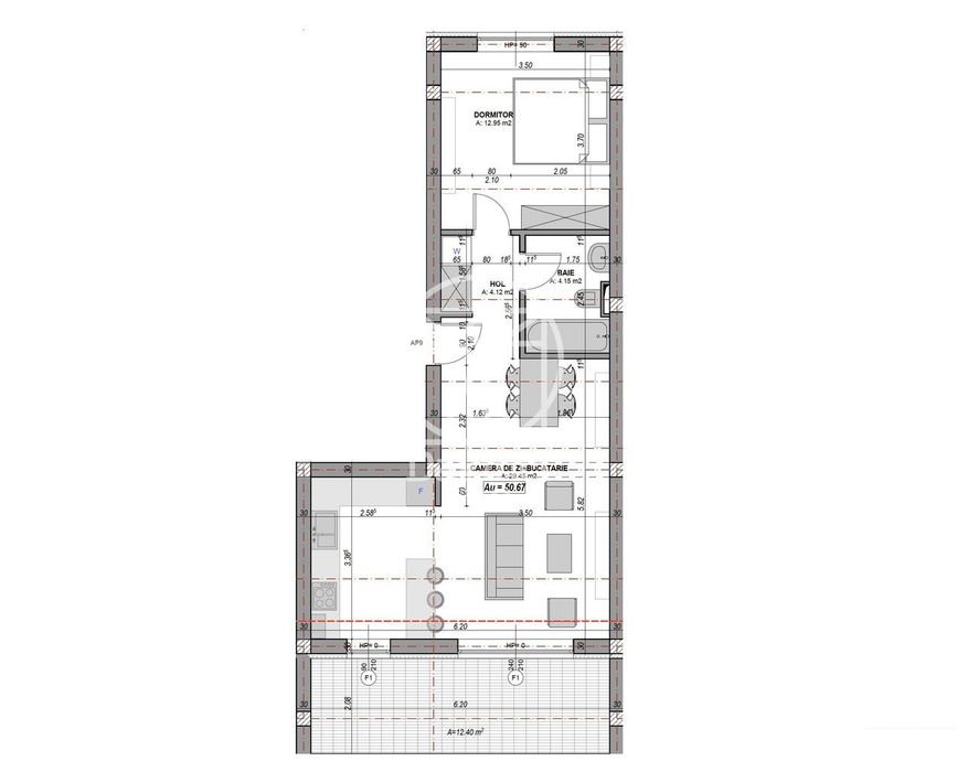 Ap. 3 camere - aer conditionat, terasa 13 mp - orientare SUD