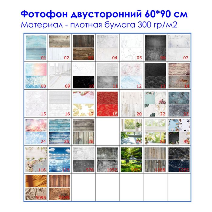 Фотофон, фон двусторонний 60×90 см для предметной съемки еды, косметик