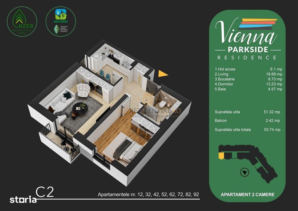 Apartament 2 camere, certificare Green Homes - zona Metalurgiei