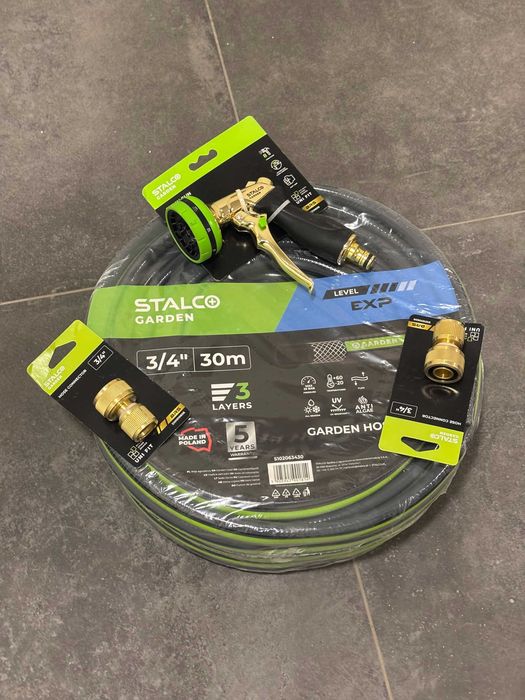 Set Complet Furtun Grădină 3/4" 30m STALCO GARDEN + Pistol și Conectori Alamă
