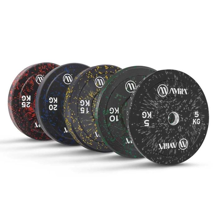 Олимпийски Дискове Сет 150 кг, Тежести 5 - 25 кг Training Bumper AMILA