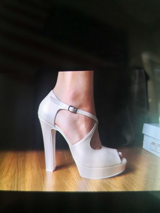 Sandale noi mireasa (piele, Veronese), platf 2 cm, toc 13 cm.