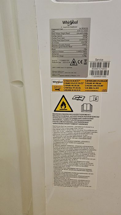 WHIRLPOOL aer conditionat mobil , ideal rulote , birouri , camere mici