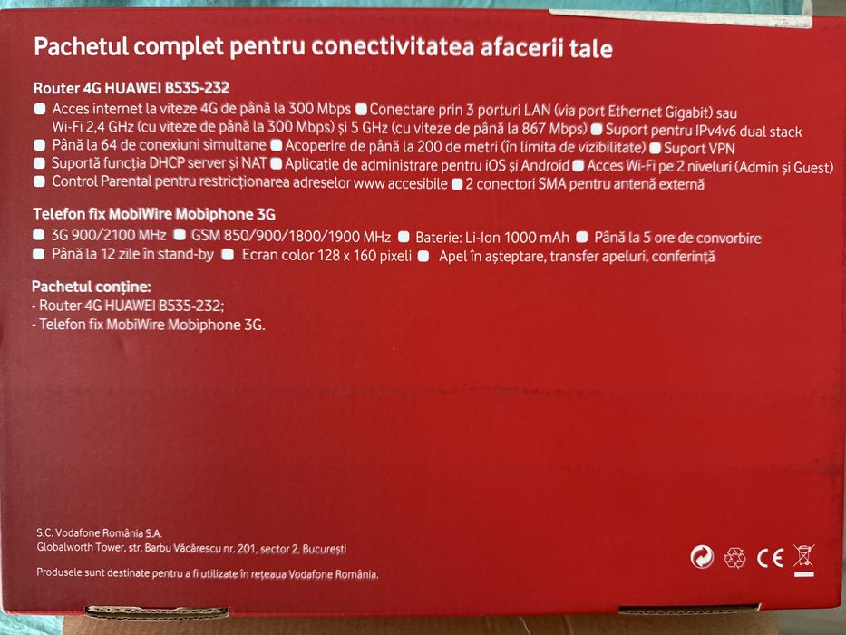 Pachet vodavone router huawei+telefon