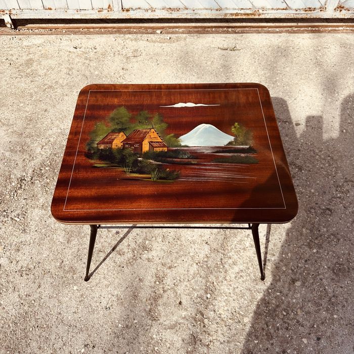 Винтидж холна маса 60-те години – ръчно рисуван плот – Mid Century