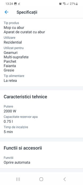 Aparat de curățat cu aburi Cecotec HydroSteam 2030 Active 2000W