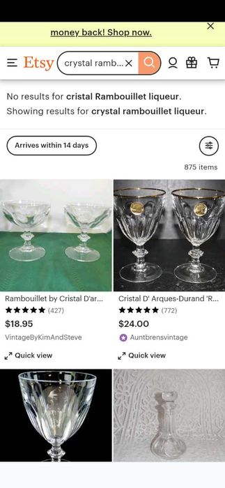 Set 6 pahare 50 ml Rambouillet Cristal D'Arquet Durand