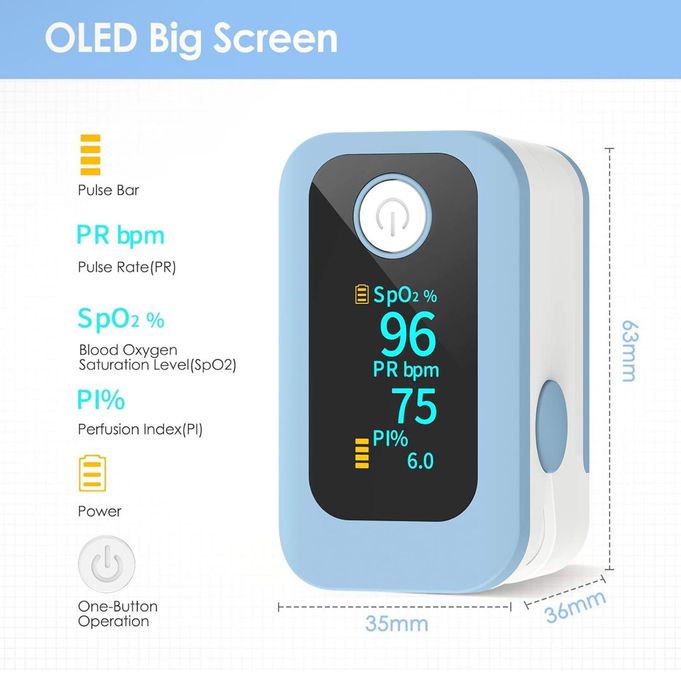 Професионален пръстов пулсоксиметър, с високо прецизен сензор