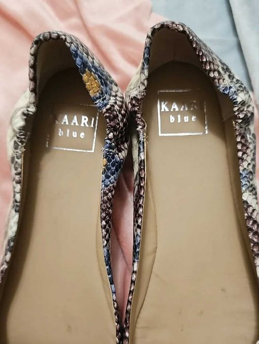 Balerini piele de sarpe naturala Kaari Blue Yellow & Blue Snakeskin mr.38