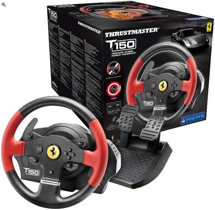 Volan Thrustmaster T150 Ferrari FFB pachet complet cu pedale [Pentru piese][transformator defect]