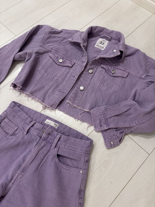 Set de blugi, pantaloni si geaca mov, 34