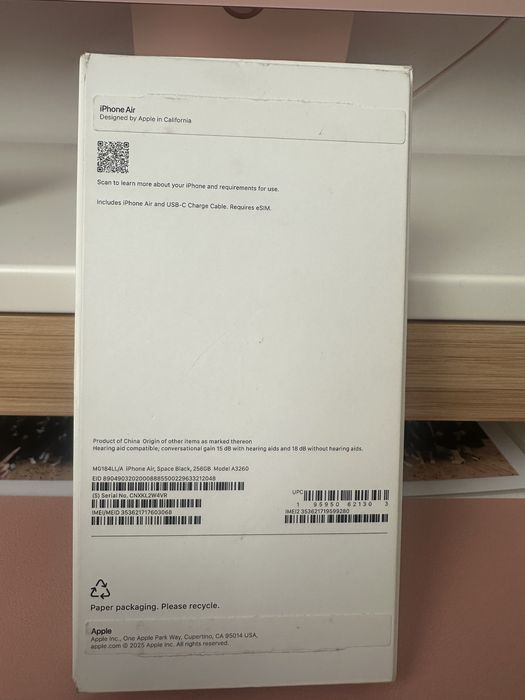 Iphone 17 air 256GB Space Black