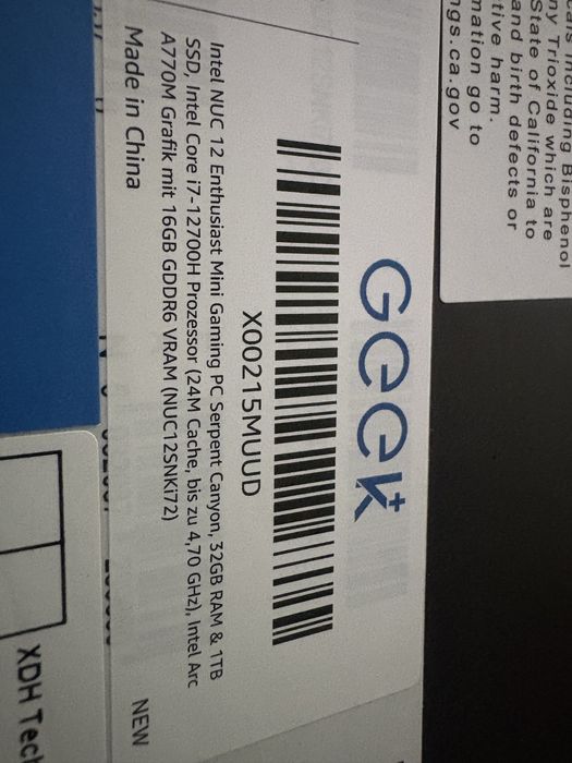 Mini Pc Asus Nuc Enthusiast kit NUC12SNKi72,i7, sigilat