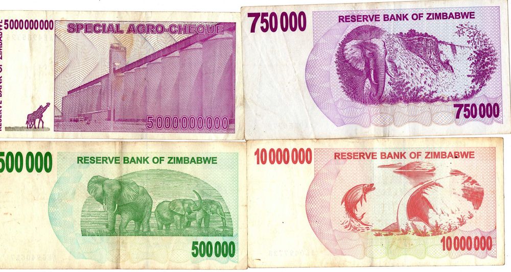 Lot bancnote Zimbabwe - 14 bancnote diferite