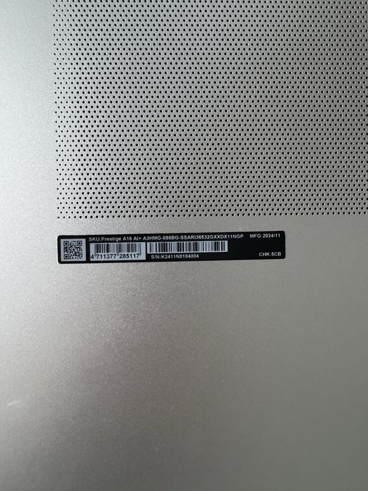 Лаптоп MSI Prestige A16 AI+ Ryzen AI 9 / 32GB / 1TB / Windows 11 Pro