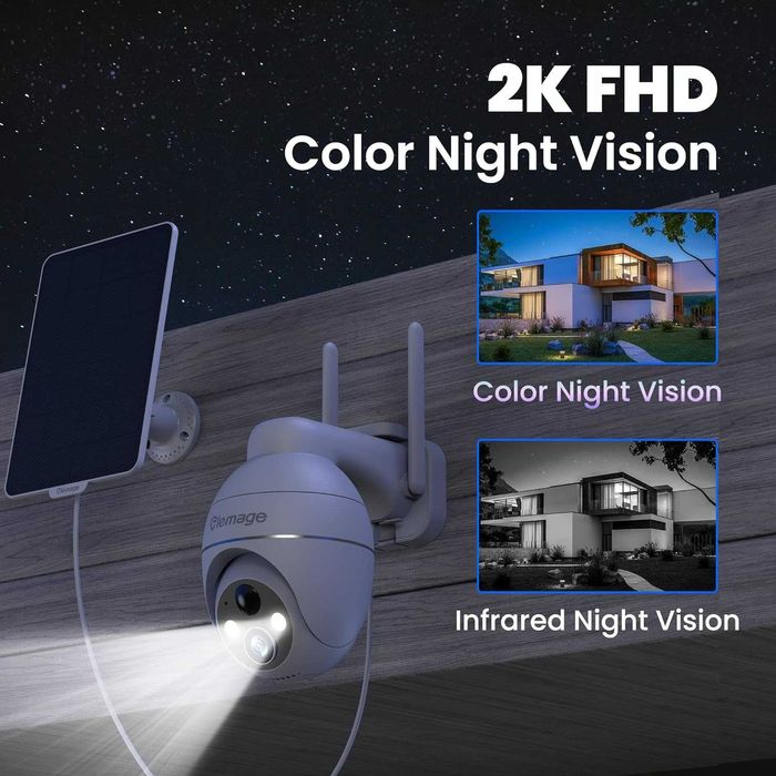 Външна камера със соларен панел и акумулаторна батерия Elemage PTZ