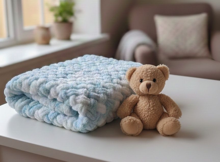 Ръчно плетено бебешко одеяло