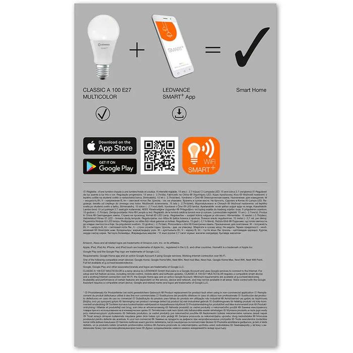 Set 3 becuri RGB WiFi LED Smart LEDVANCE E27 14W 1521lm Sigilate