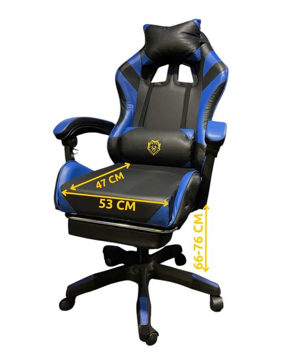 Геймърски стол Primaveo с Масажна функция, Прибираща поставка за крака