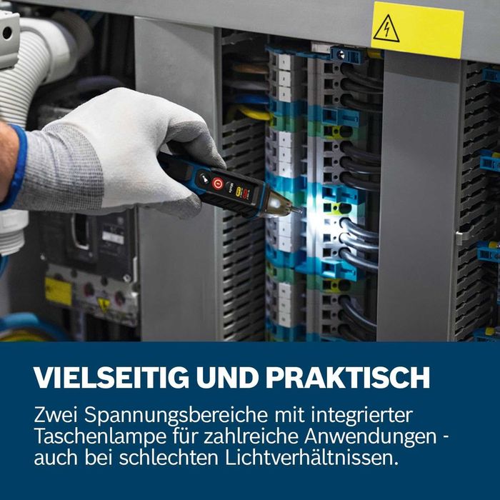 ПРОМО Нов 2г Гаранция Безконтактен Фазомер Детектор за Напрежение Bosch GVD 1000-17, 1000 V, 2 x 1.5 V AAA
