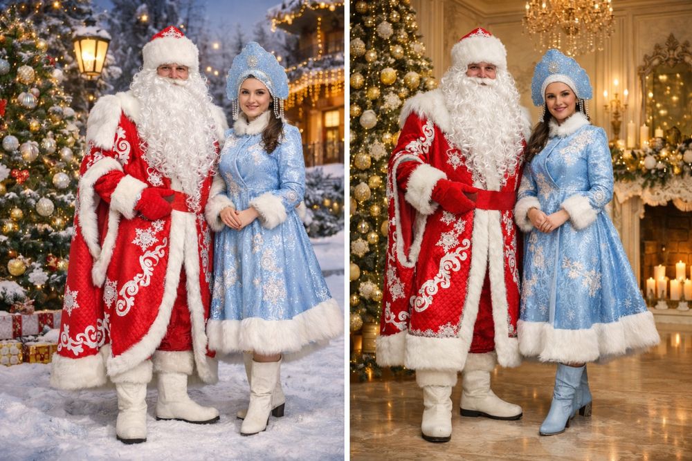 Продаётся красивый новогодний комплект Дед Мороз и Снегурочки