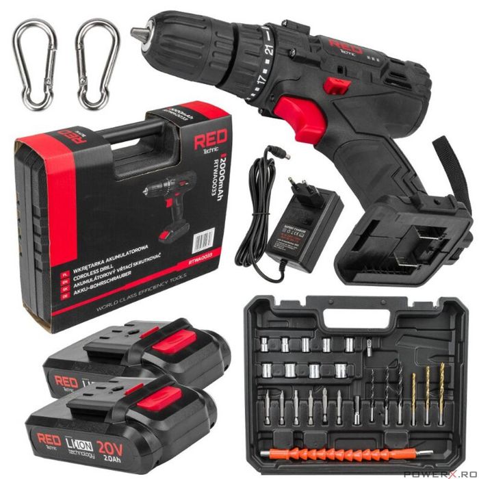 Masina de insurubat cu acumulator si incarcator, 2 x baterii Li-Ion, 2