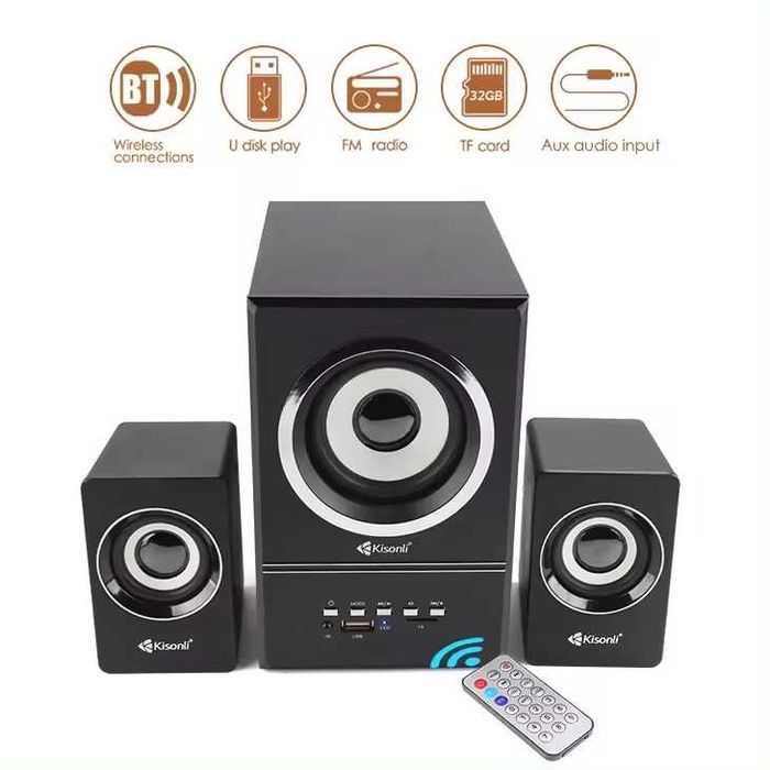 Компютърни Тонколони Kisonli U-2700BT, Bluetooth, 5W+3Wх2, USB, Черни