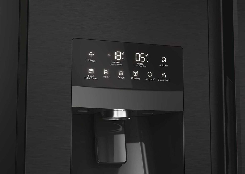 Нов инверторен хладилник с фризер Haier SBS 90 Series 5 HSR5918DIPB / Черен / Енергиен клас D / Диспенсър за вода и ледогенератор