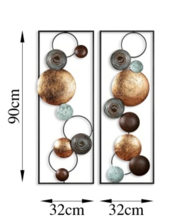 Set decorativ de perete din metal, format din 2 piese