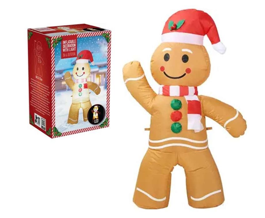 120 см. Надуваемо човече Gingerbread–коледна украса/надуваема меденка