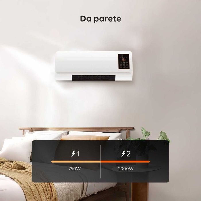 Стенен нагревател/вентилатор Wintem 2000 W – тих с LED дисплей за дома, офиса, банята