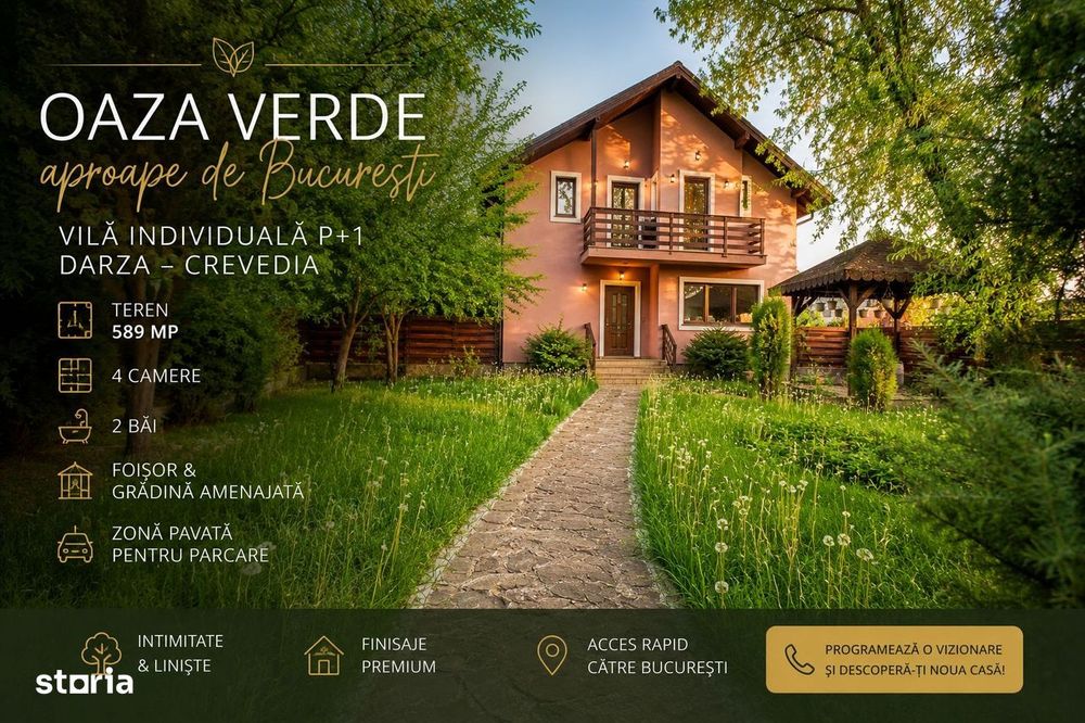 Vila individuala cu 589 mp teren, foisor si gradina superba | Darza