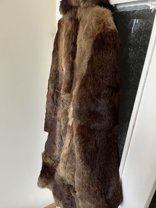 Дълго дамско палто от естествен косъм - L/XL , ретро модел