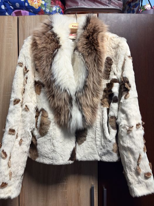 Haina din blană naturala ruseasca iepure & vulpe