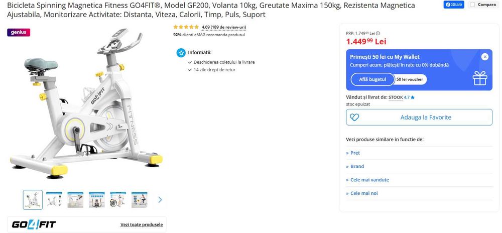 Bicicleta Spinning Magnetica Fitness GO4FIT GF200