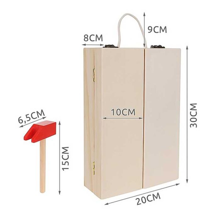 Кутия с инструменти, дървена играчка с много инструменти и с отделения