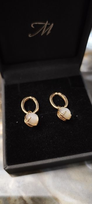 Золотые серьги бренд Diamant, с лунным камнем