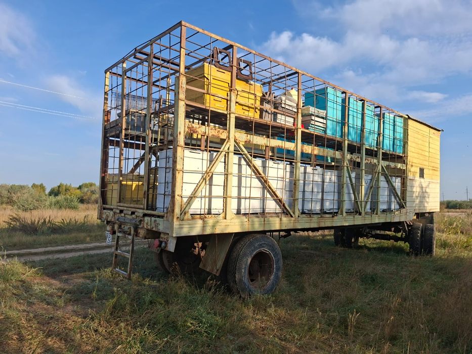 Пасека, автомобиль + прицеп с ульями.