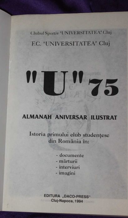 Almanah aniversar ilustrat 1919-1994 U Universitatea Cluj  75 Dinamo