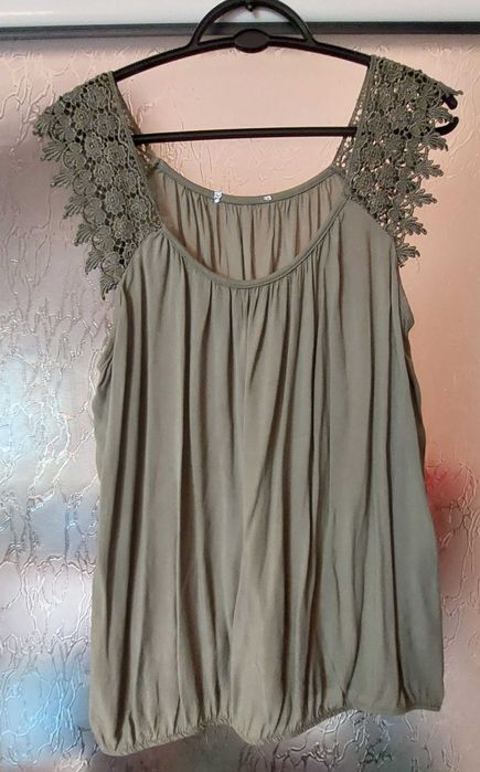 Bluzita matase, verde inchis kaki