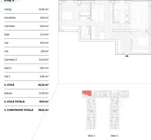 Apartament 3 camere cu Balcon 14,79mp | Pipera | Smart Home | Metrou I — fotografia 3