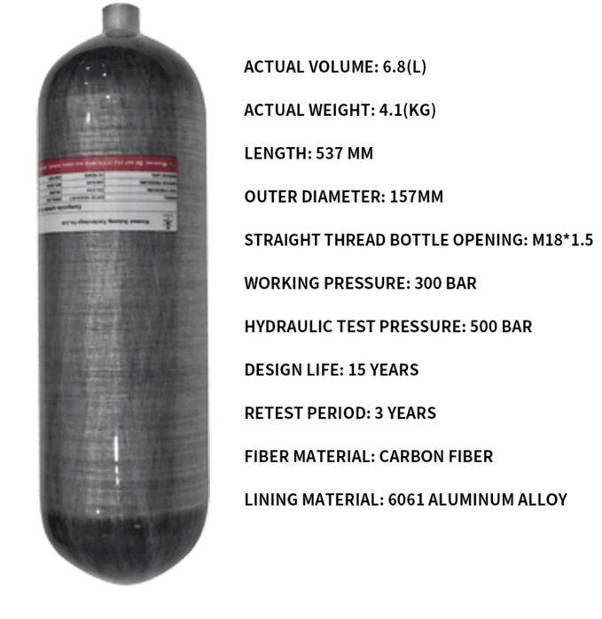 Карбонова бутилка Tuxing 6.8L 300bar PCP 300бар