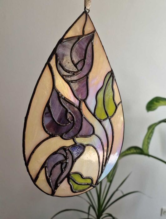 Vitraliu flori 22x15cm
