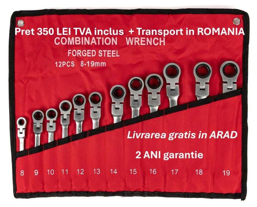 Set de 12 chei cu clichet pentru articulații