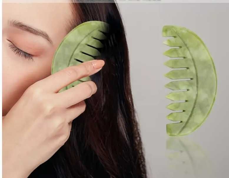 Гребен за коса от естествен нефрит или Камъни за очи