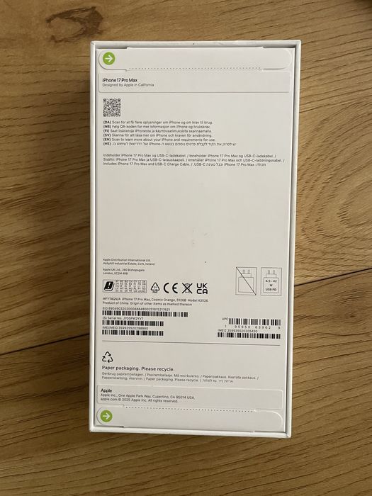 Бартер нов iPhone 17 pro max 512gb