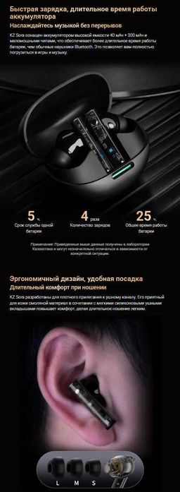 Новые запечатанные TWS наушники KZ SORA Hi-Fi Bluetooth 5.4
