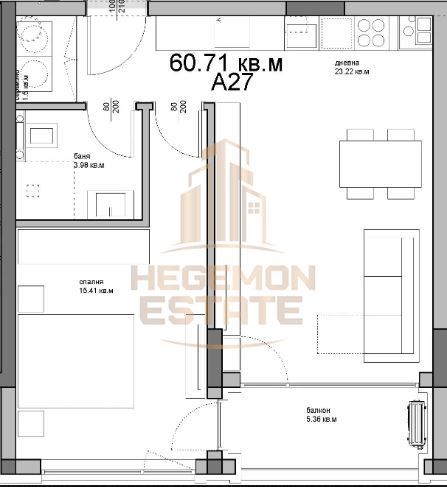 Продава се Двустаен апартамент в Варна, Аспарухово - 71 кв.м за 1522 €/кв.м - Снимка #1