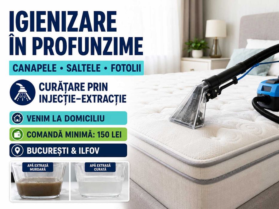 Curățare canapele, saltele, tapiterii, prin injecție-extracție